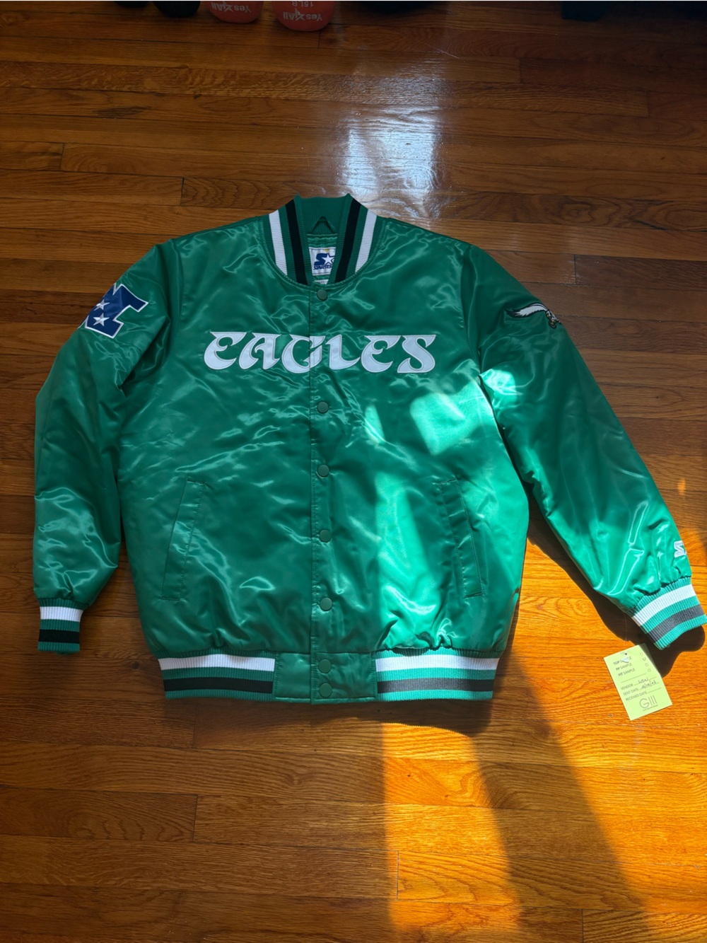 STARTER Green Satin 'Eagles' mens Bomber Jacket